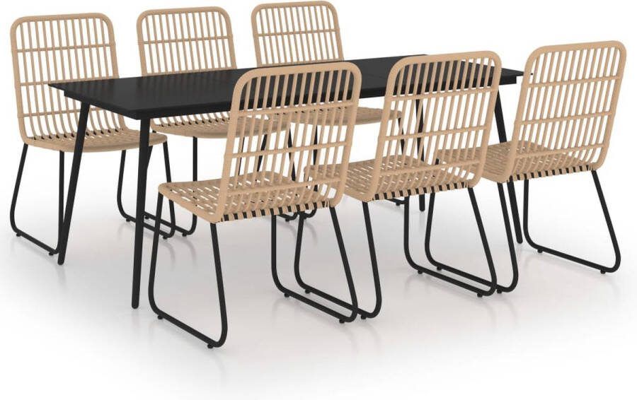 Medina 7-delige Tuinset poly rattan en glas