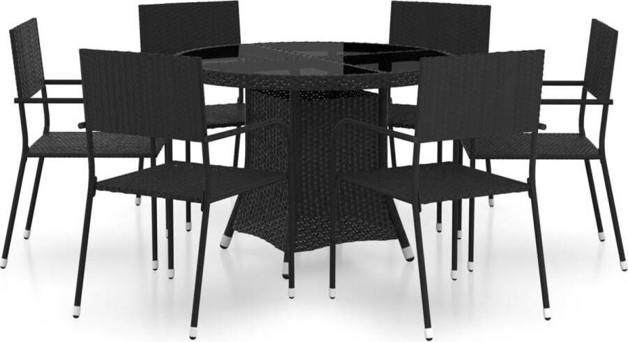 Medina 7-delige Tuinset poly rattan zwart