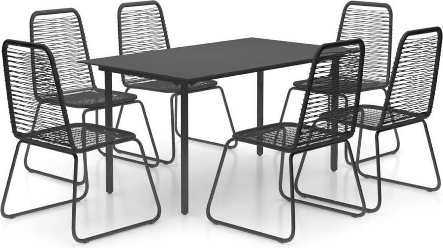 Medina 7-delige Tuinset PVC-rattan zwart