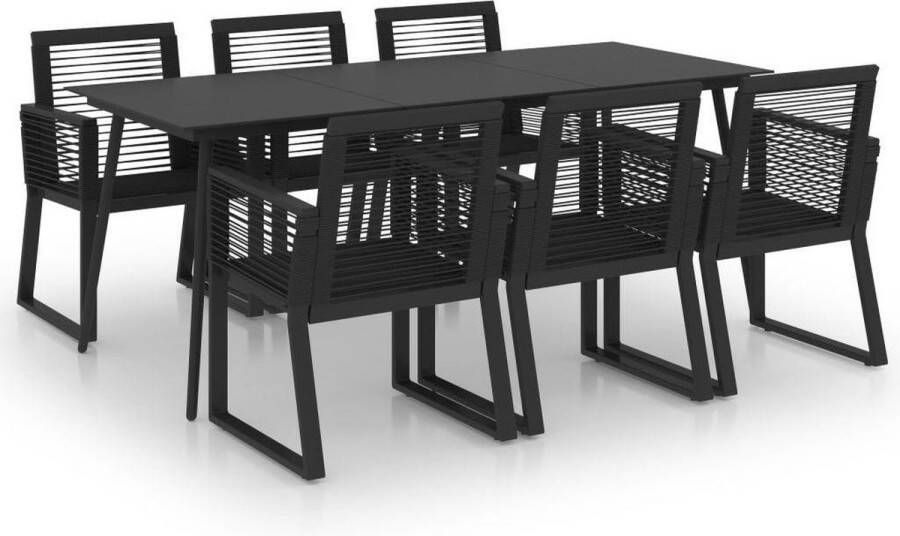 Medina 7-delige Tuinset PVC-rattan zwart