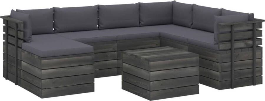 Medina 8-delige Loungeset met kussens pallet massief grenenhout