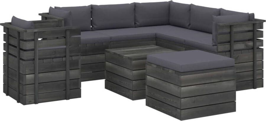 Medina 8-delige Loungeset met kussens pallet massief grenenhout