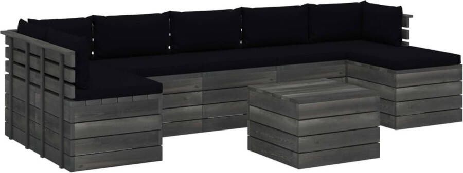 Medina 8-delige Loungeset met kussens pallet massief grenenhout