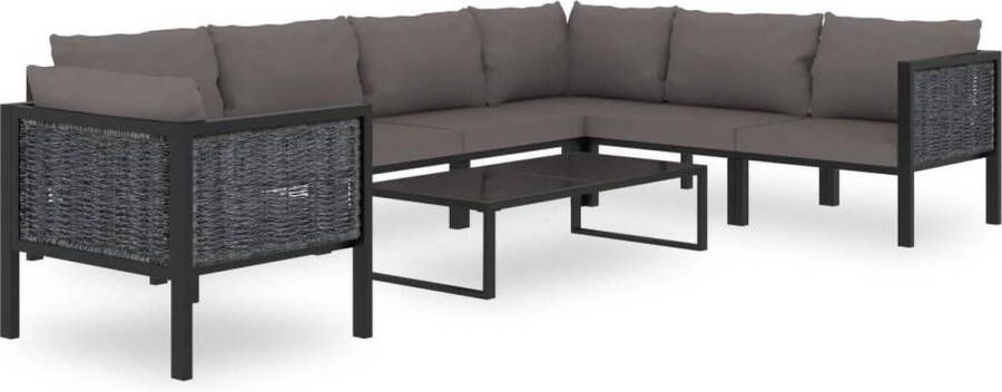 Medina 8-delige Loungeset met kussens poly rattan antraciet