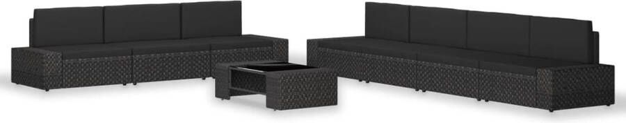 Medina 8-delige Loungeset poly rattan zwart