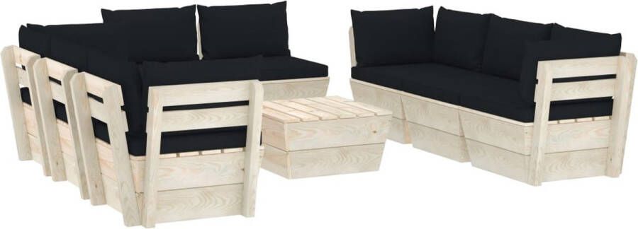 Medina 9-delige Loungeset met kussens pallet vurenhout