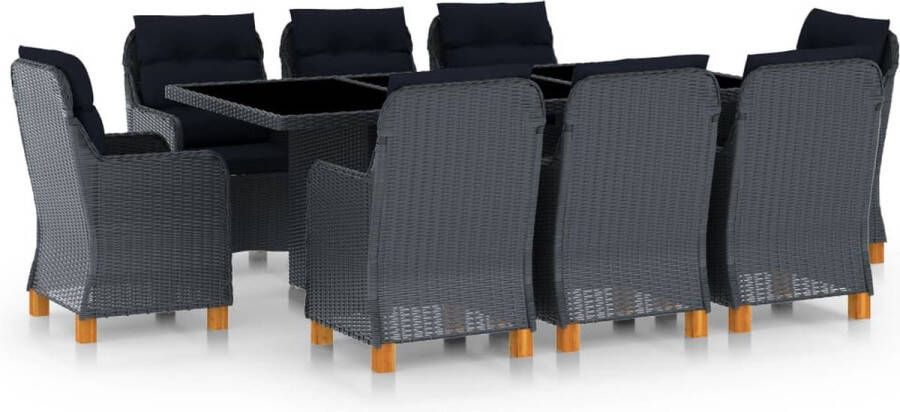 Medina 9-delige Tuinset met kussens poly rattan donkergrijs