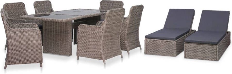 Medina 9-delige Tuinset poly rattan bruin