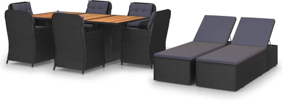 Medina 9-delige Tuinset poly rattan zwart