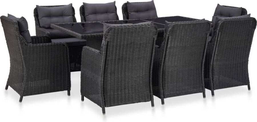 Medina 9-delige Tuinset poly rattan zwart