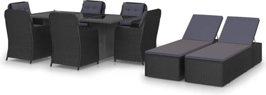 Medina 9-delige Tuinset poly rattan zwart