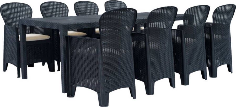 Medina 9-delige Tuinset rattan-look kunststof antraciet