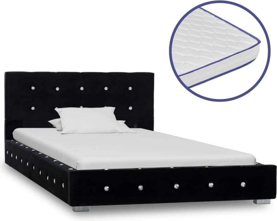Medina Bed met traagschuim matras fluweel zwart 90x200 cm