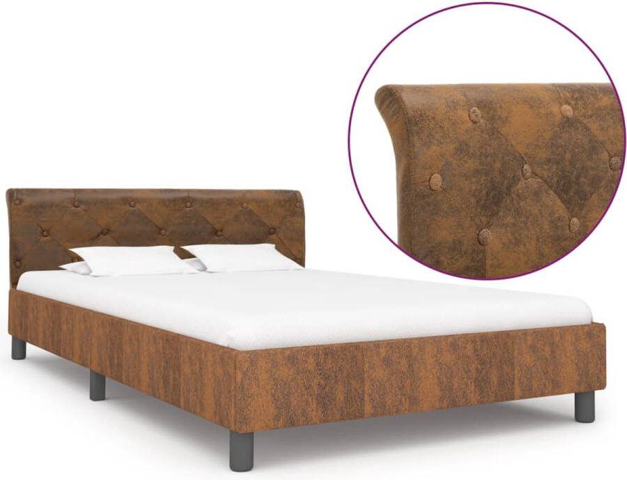 Medina Bedframe kunstsuède bruin 140x200 cm