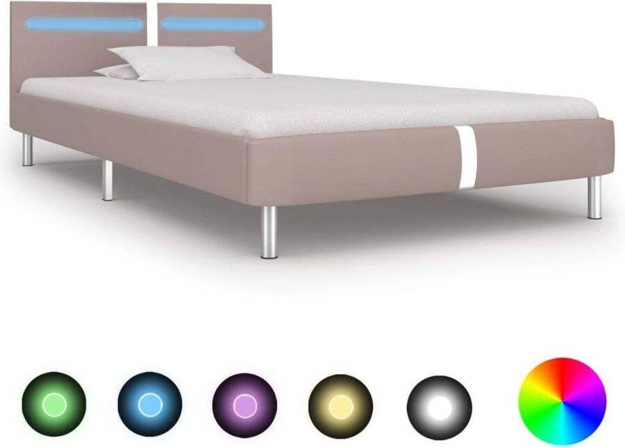 Medina Bedframe met LED kunstleer cappuccino 90x200 cm