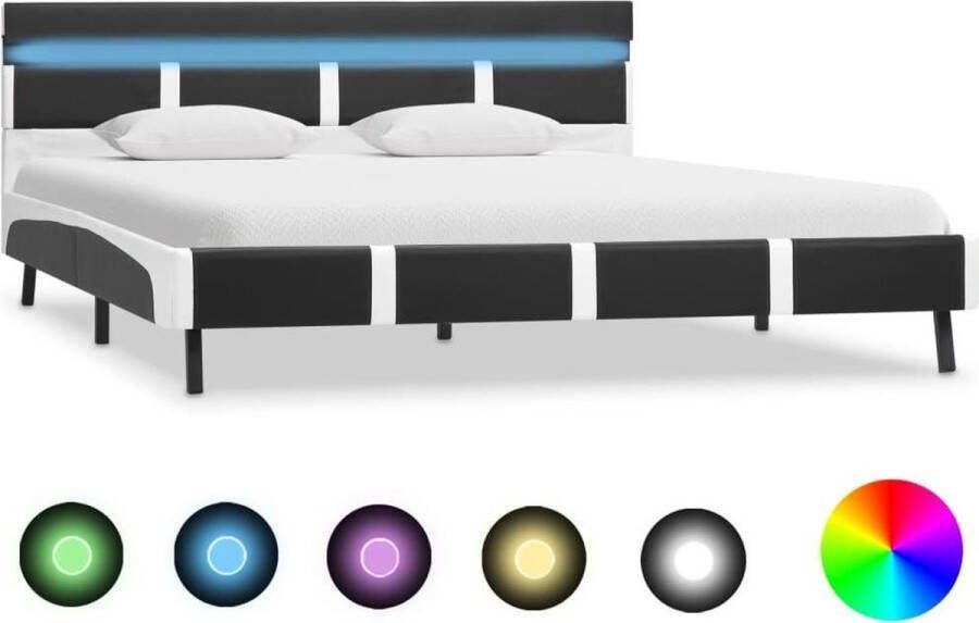 Medina Bedframe met LED kunstleer grijs 120x200 cm