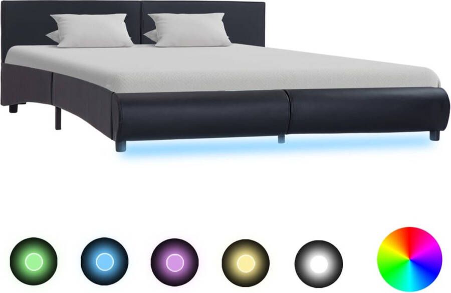 Medina Bedframe met LED kunstleer zwart 160x200 cm