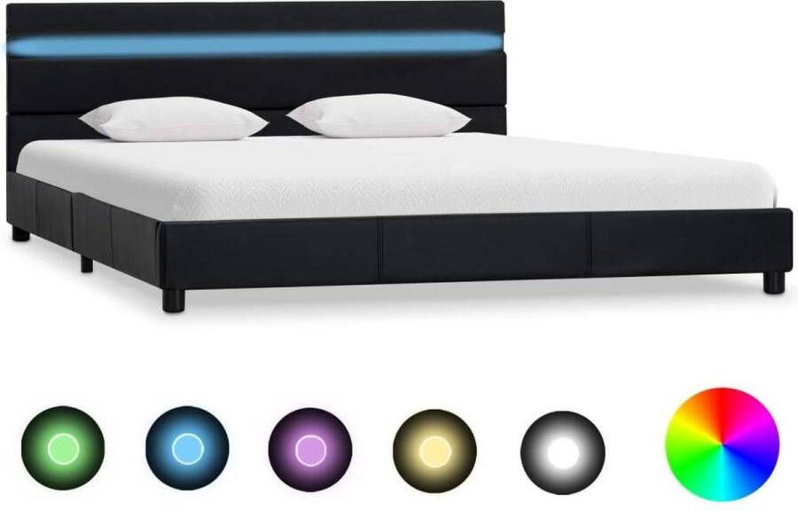 Medina Bedframe met LED kunstleer zwart 160x200 cm