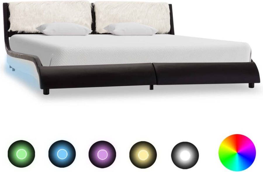 Medina Bedframe met LED kunstleer zwart en wit 180x200 cm
