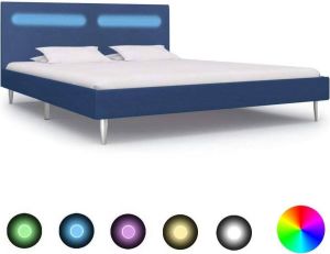 Medina Bedframe met LED stof blauw 160x200 cm