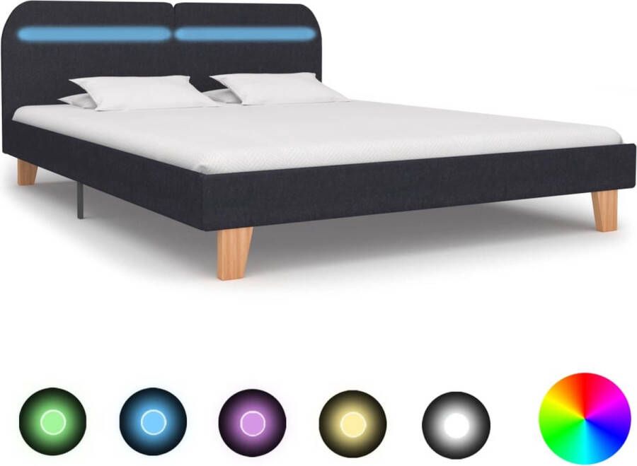 Medina Bedframe met LED stof donkergrijs 180x200 cm