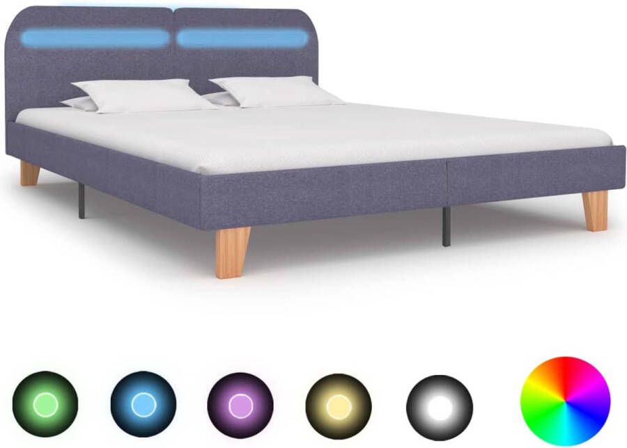 Medina Bedframe met LED stof lichtgrijs 180x200 cm