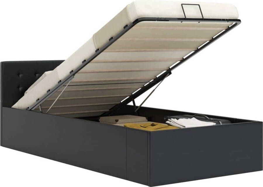 Medina Bedframe met opslag hydraulisch kunstleer zwart 90x200 cm