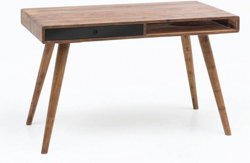Medina Bureau Kantoortafel Laptoptafel Massief Houten Sheesham Zwart Bruin Wit Lade