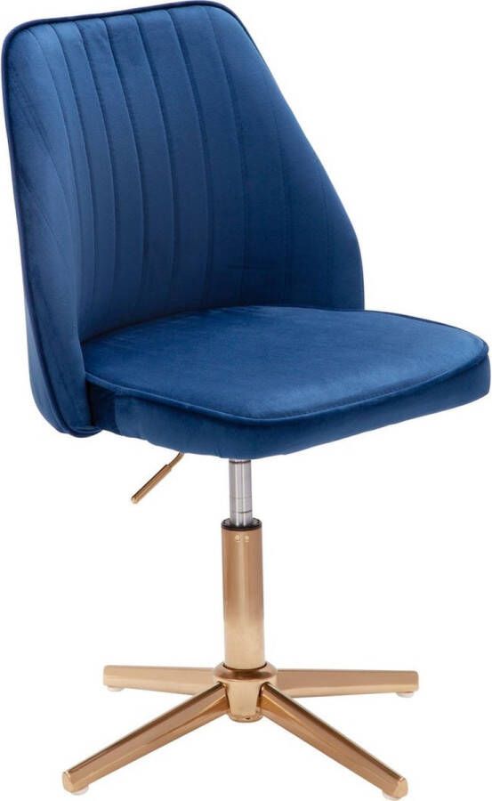 Medina Draaistoel Keukenstoel Bureaustoel Schelpstoel Verstelbaar Design Fluweel Blauw Modern