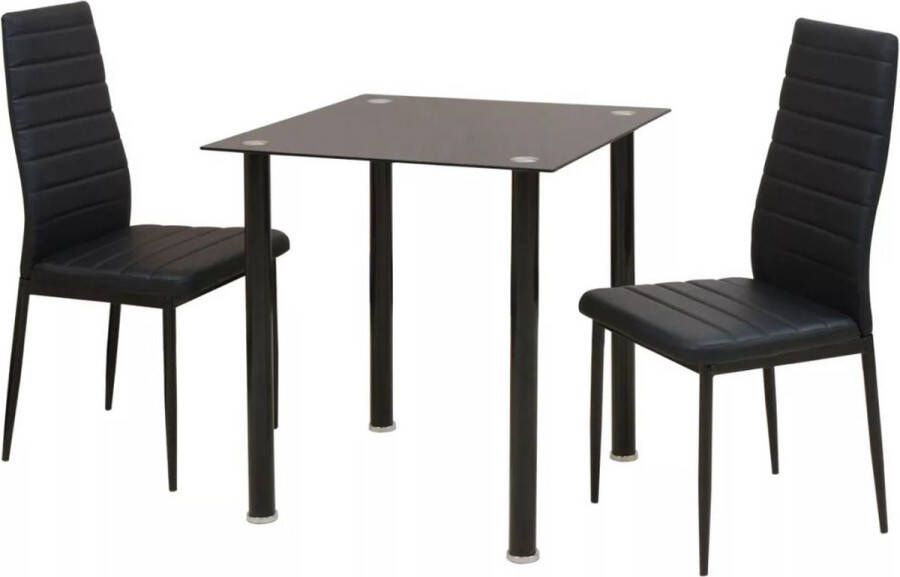 Medina Eetkamerset tafel en stoel zwart 3 delig