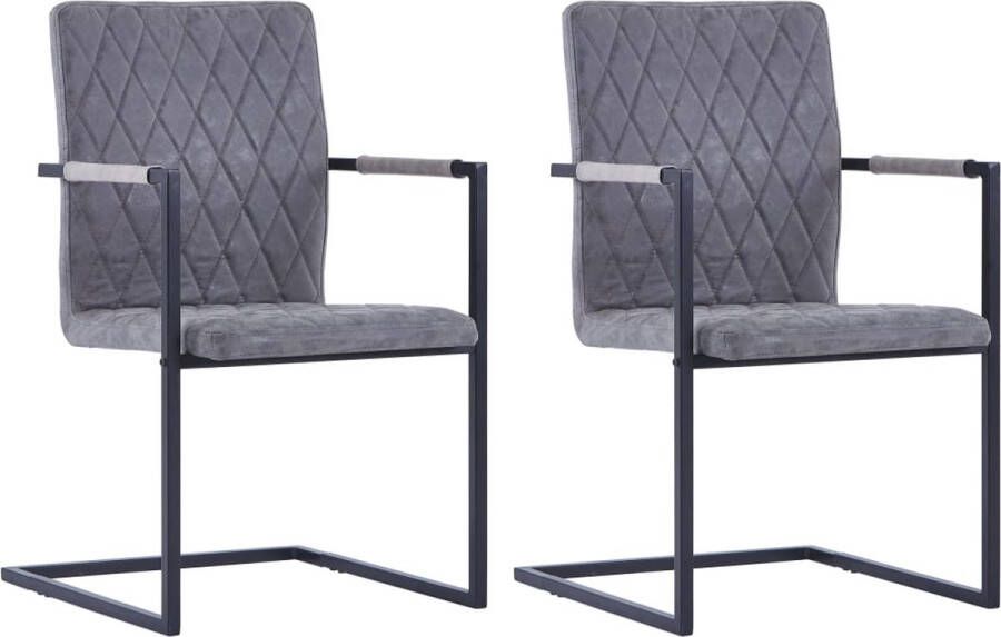 Medina Eetkamerstoelen 2 st kunstleer donkergrijs