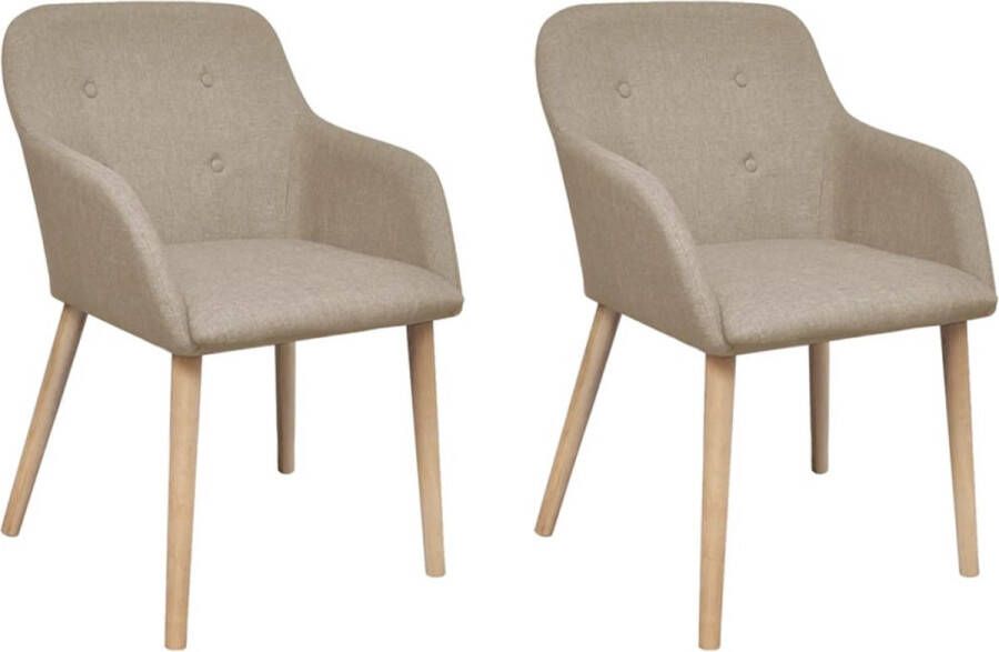 Medina Eetkamerstoelen 2 st stof en massief eikenhout beige