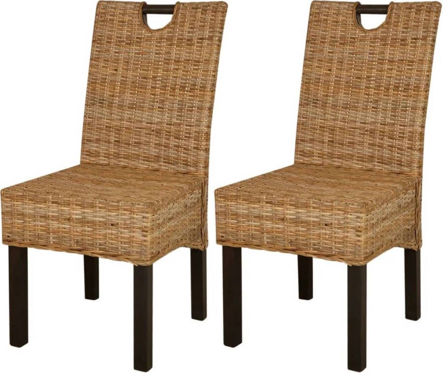 Medina Eetkamerstoelen Kubu 2 stuks rattan mangohout