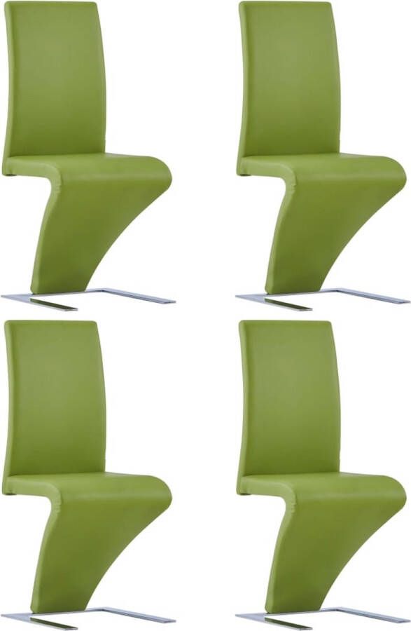 Medina Eetkamerstoelen met zigzag-vorm 4 st kunstleer groen