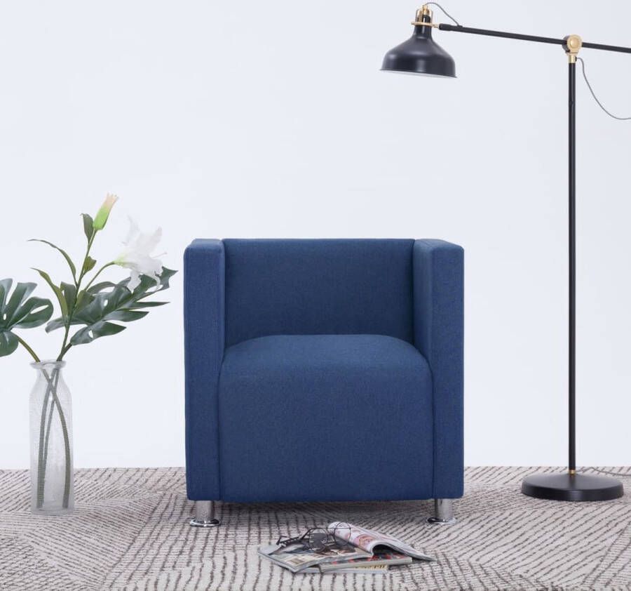 Medina Fauteuil kubus stof blauw