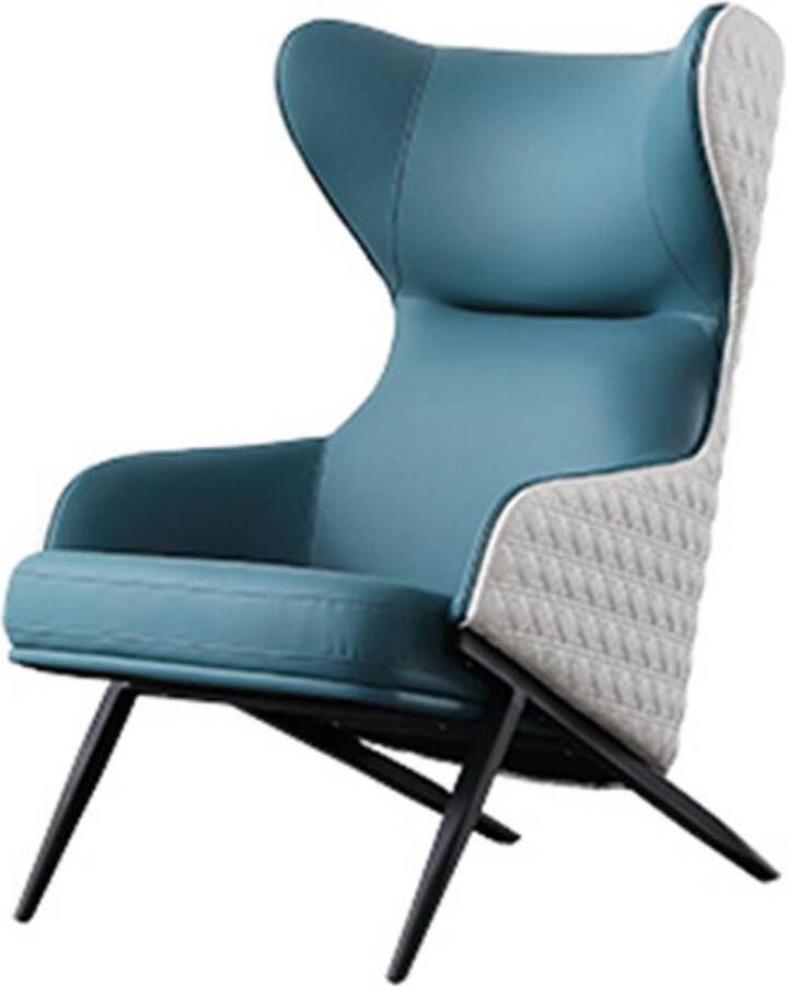 Medina Fauteuil leer & Hout Modern Blauw