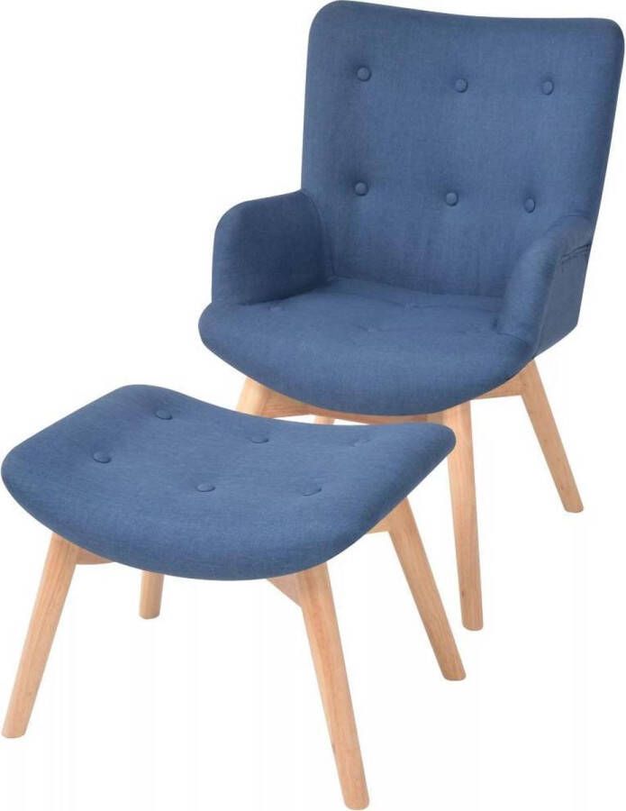 Medina Fauteuil met voetenbankje stof blauw