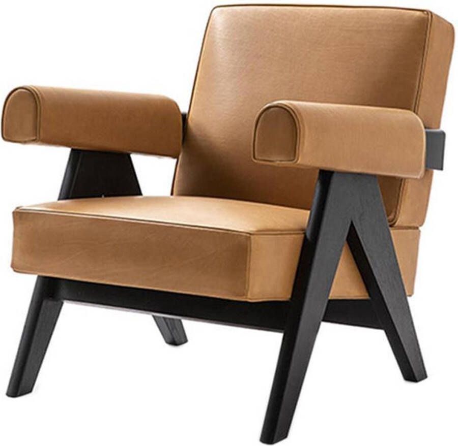 Medina fauteuil Modern Leer Hout Beige