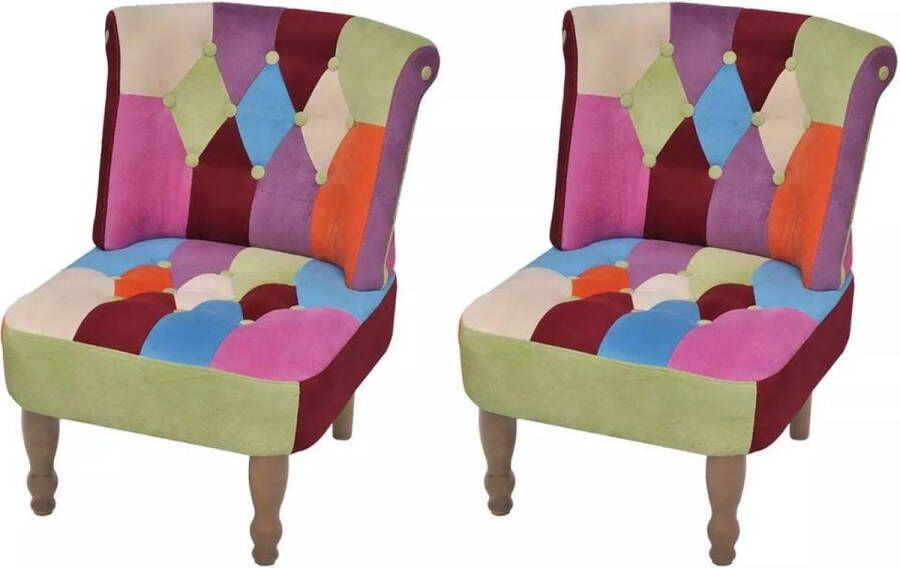 Medina Franse stoelen 2 st met patchwork ontwerp stof