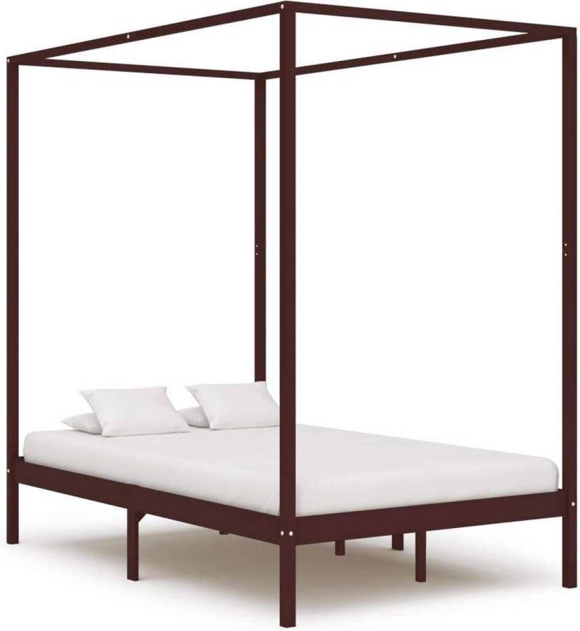 Medina Hemelbedframe massief grenenhout donkerbruin 120x200 cm