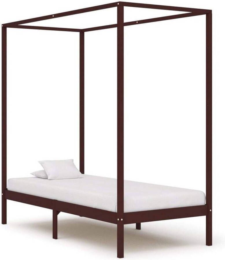 Medina Hemelbedframe massief grenenhout donkerbruin 90x200 cm