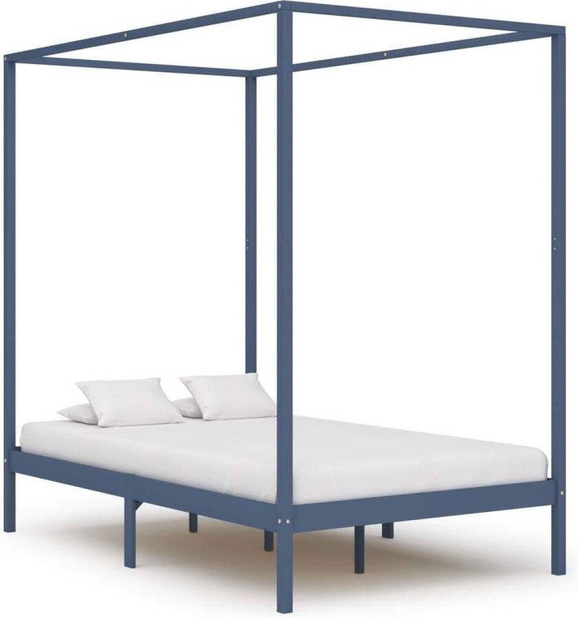 Medina Hemelbedframe massief grenenhout grijs 120x200 cm
