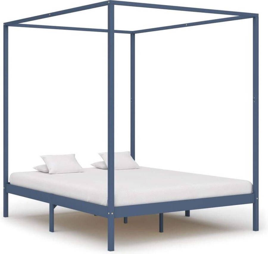 Medina Hemelbedframe massief grenenhout grijs 180x200 cm