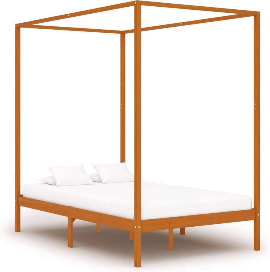 Medina Hemelbedframe massief grenenhout honingbruin 120x200 cm