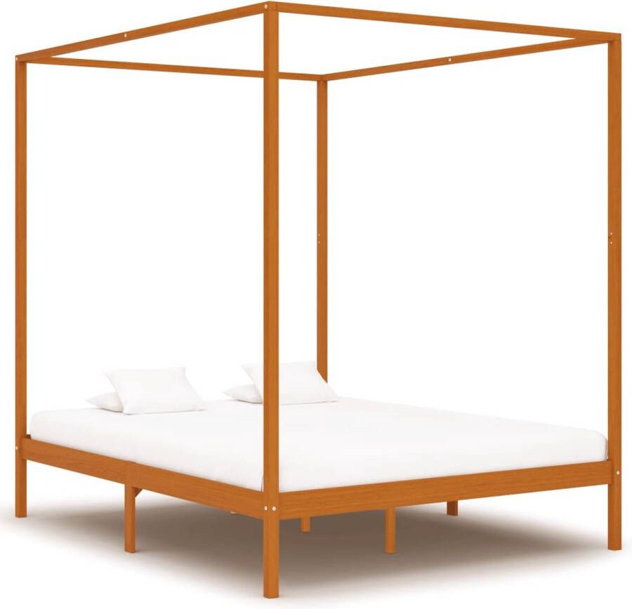 Medina Hemelbedframe massief grenenhout honingbruin 160x200 cm