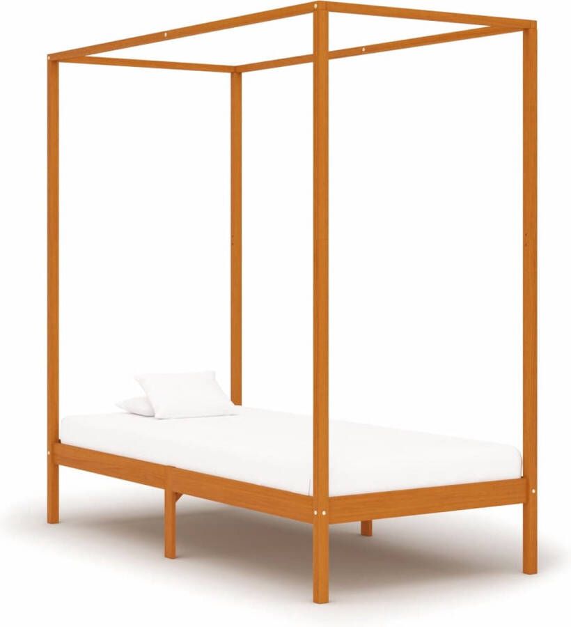 Medina Hemelbedframe massief grenenhout honingbruin 90x200 cm