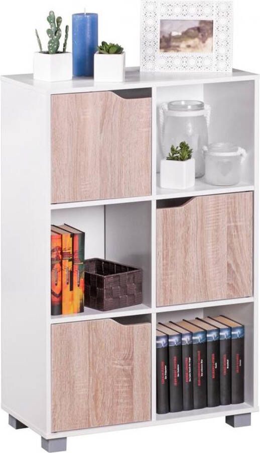 Medina Home Ambridge Bookcase Storage Cabinet Oak White Design Bookshelf