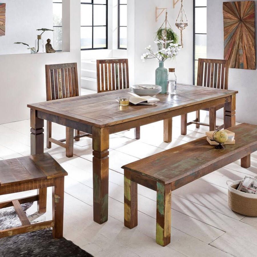 Medina Home Maumee Eettafel Eetkamertafel Keukentafel 6-8 Personen Bruin Gerecycled Mangohout 180 x 90 x 76 cm