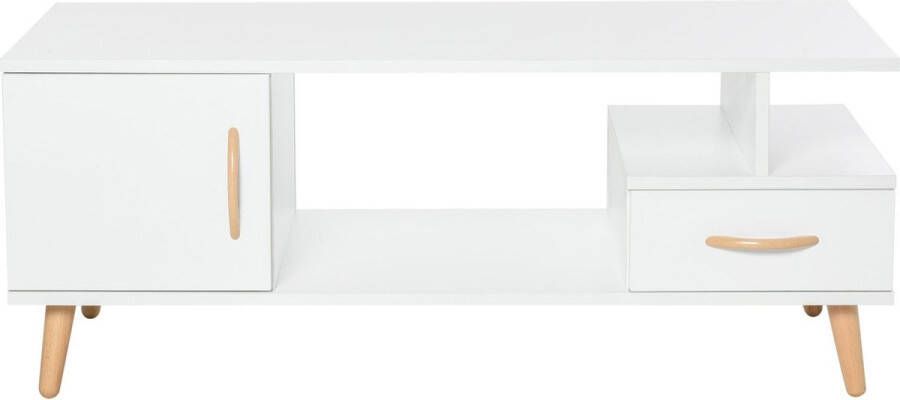 Medina Johns Creek Bijzettafel Salontafel Modern Spaanplaat Wit 100 x 50 x 40 cm