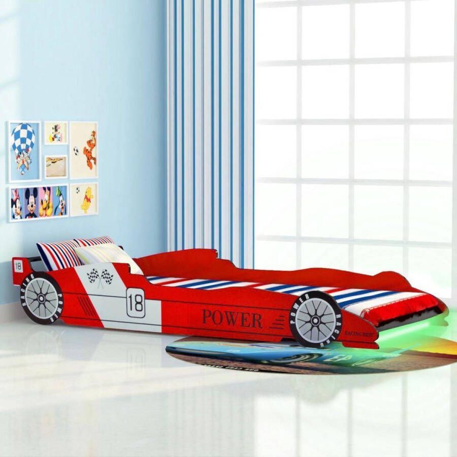 Medina Kinderbed raceauto met LED-verlichting rood 90x200 cm